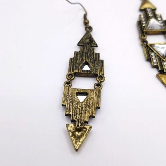 Bohemian French hook drop earrings with crystal and rhinestone accents‎ - Picture 3 of 4